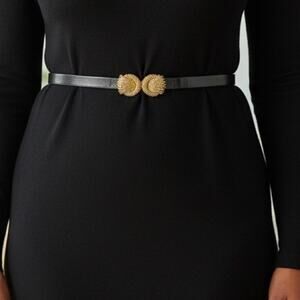 Vintage Gold Tone Gay Boyer Interlocking Belt Buckle and Adjustable Belt